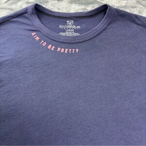 Southern Bliss Aim To Be Pretty T-Shirt Womens Large Blue Pink Soft 100% Cotton